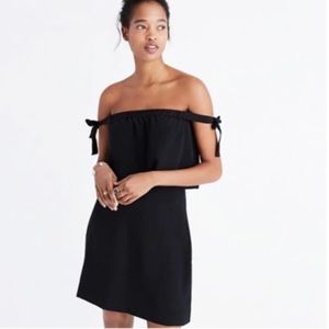 Madewell Silk Off-Shoulder Black Dress